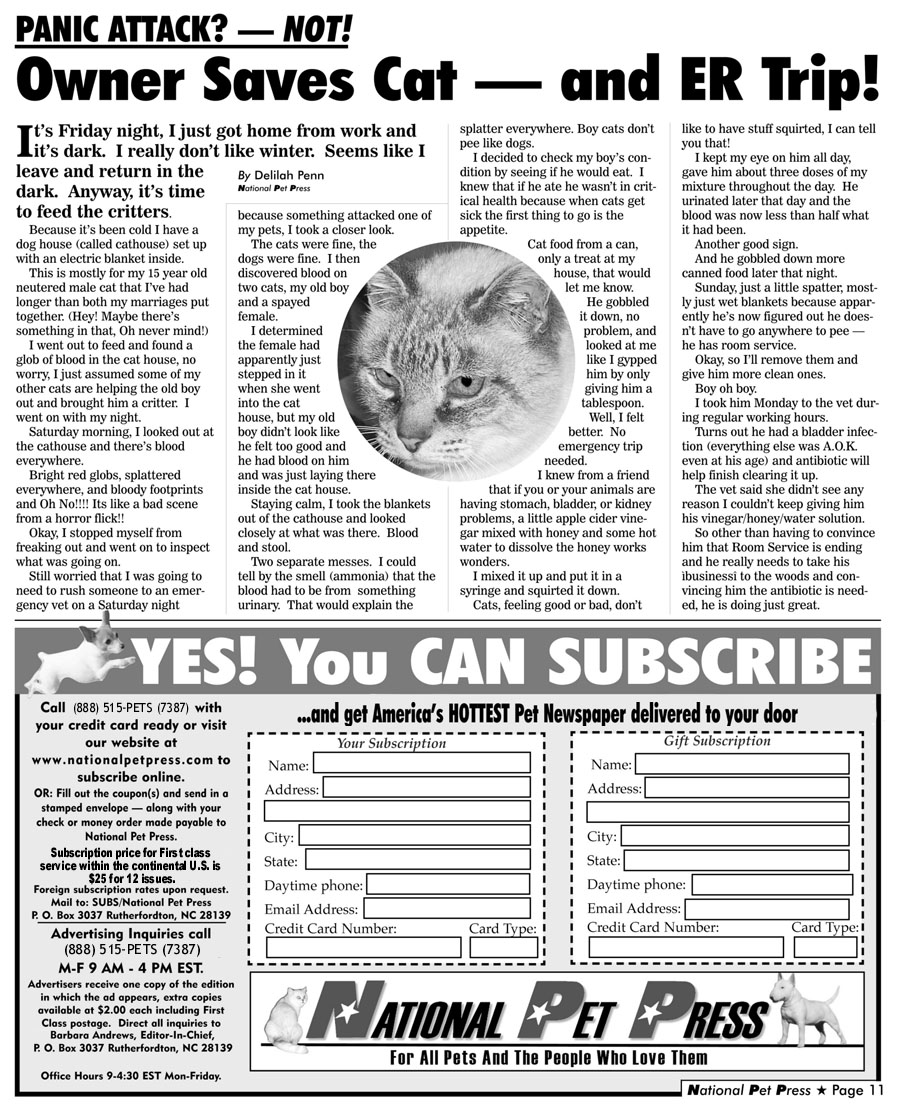 NPP Owner Saves Cat -- and ER Trip - Penn Article